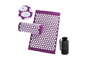 Massagemat met acupressuur + Kussen + roller – Yogamat – Paars