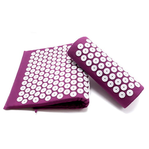 Massagemat met acupressuur + Kussen + roller – Yogamat – Paars