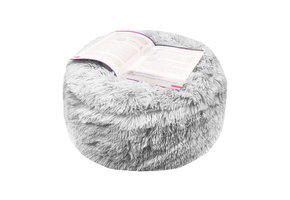 Poef van grijs pluche 60 x 25 cm – Opblaasbaar