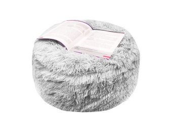 Poef van grijs pluche 60 x 25 cm – Opblaasbaar