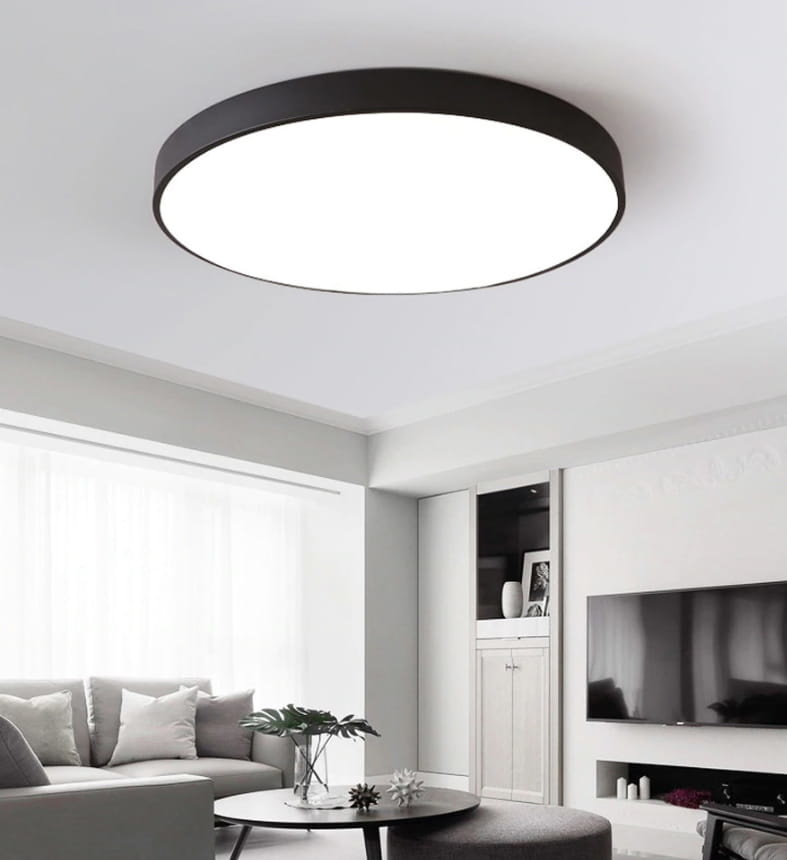 Plafondlamp rond 40 x 6 cm – Zwarte metaal rand – LED
