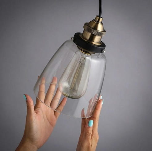 Hanglamp – glazen lamp 14 cm – Plafondlamp industriëel