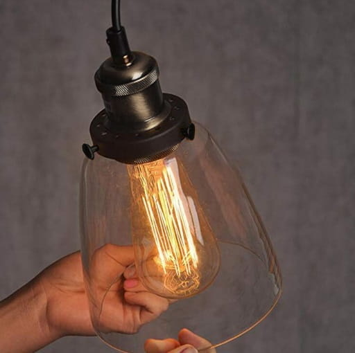 Hanglamp – glazen lamp 14 cm – Plafondlamp industriëel