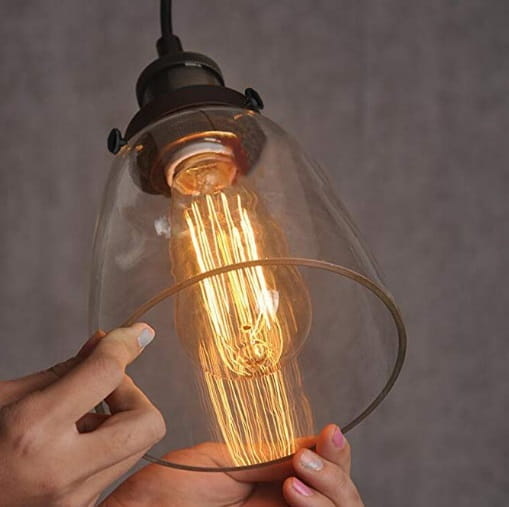 Hanglamp – glazen lamp 14 cm – Plafondlamp industriëel