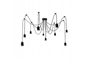 Kroonluchter zwart met 6 hangende lampen – E27 fitting