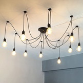 Kroonluchter zwart met 6 hangende lampen – E27 fitting