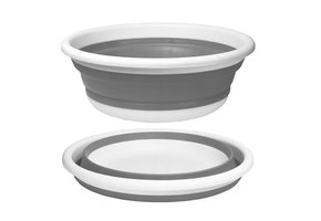 Siliconen kom opvouwbaar – 9L – 37 cm – Grijs & Wit