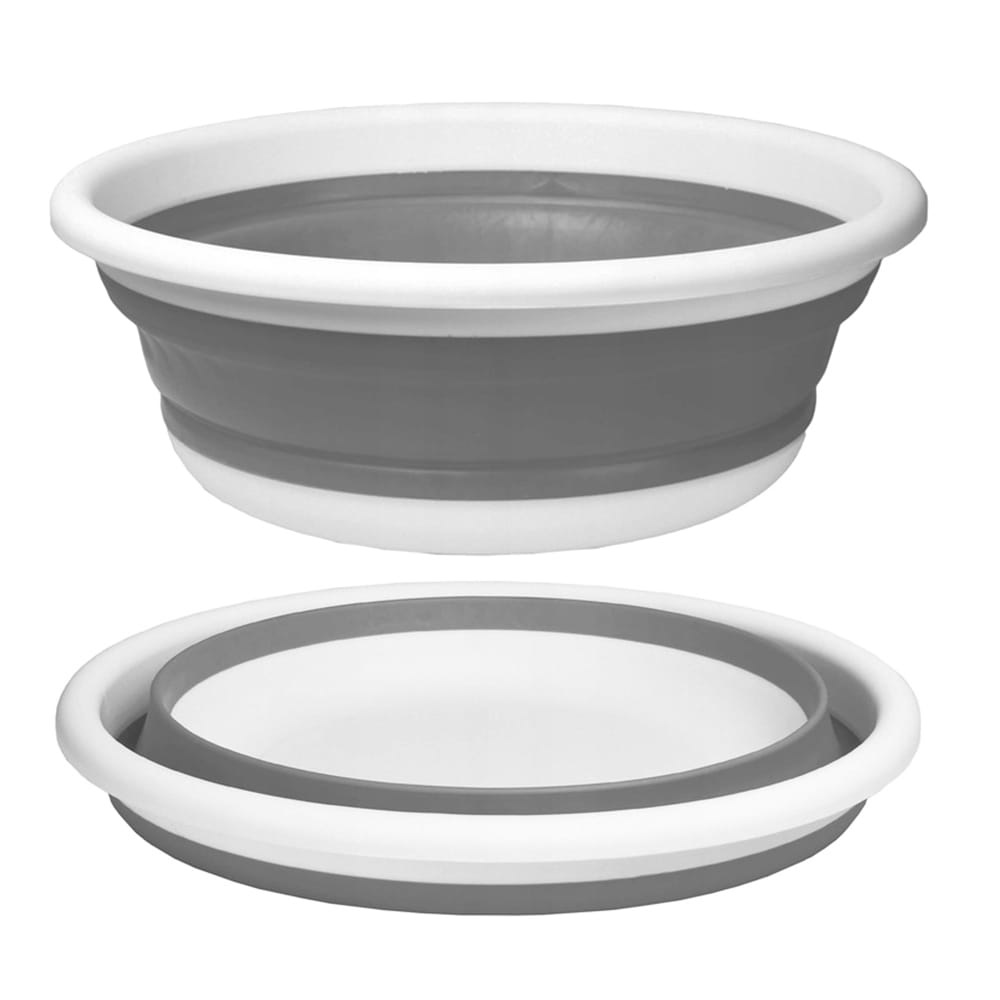 Siliconen kom opvouwbaar – 9L – 37 cm – Grijs & Wit