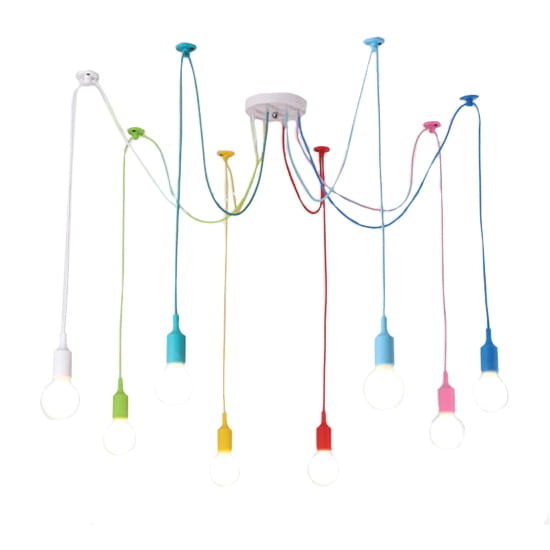 Kroonluchter Multi kleur – 8 hangende lampen – E27 fitting