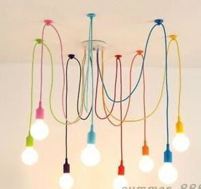 Kroonluchter Multi kleur – 8 hangende lampen – E27 fitting