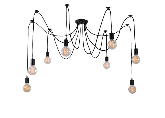 Kroonluchter met 8 hangende lampen – Zwart – Incl montageset