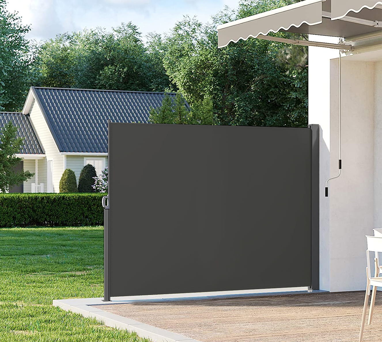 Tuinscherm privacyscherm uittrekbaar – 300 x 200 cm – Donkergrijs