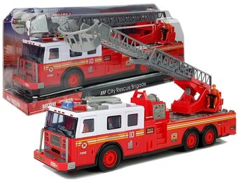 Brandweer speelgoedauto - met uitschuifladder - 38x8,5x14 cm