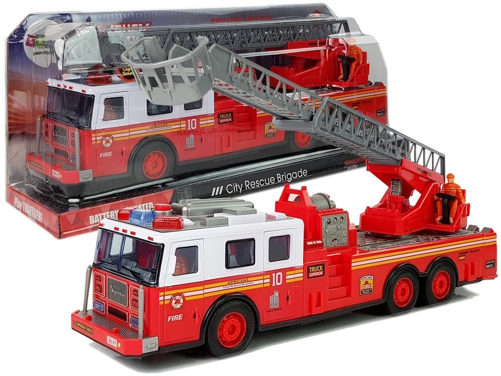 Brandweer speelgoedauto - met uitschuifladder - 38x8,5x14 cm