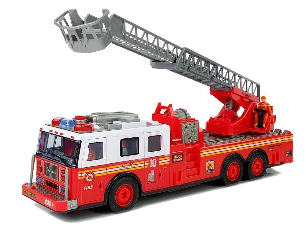 Brandweer speelgoedauto - met uitschuifladder - 38x8,5x14 cm