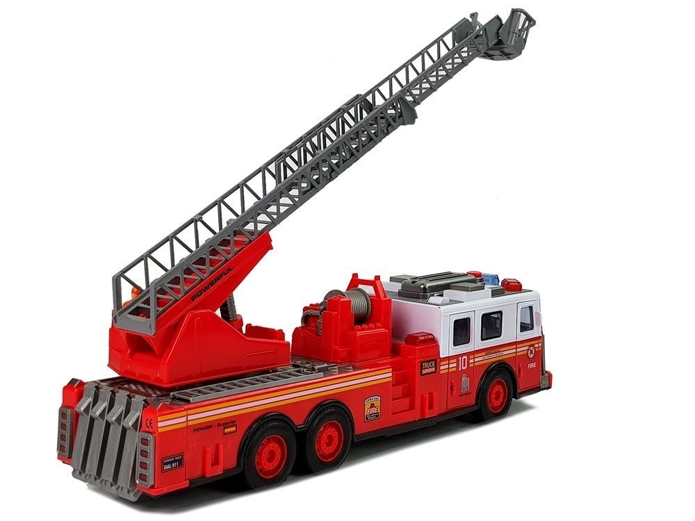 Brandweer speelgoedauto - met uitschuifladder - 38x8,5x14 cm