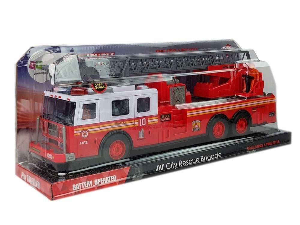 Brandweer speelgoedauto - met uitschuifladder - 38x8,5x14 cm