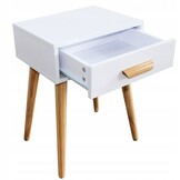 Bijzettafel nachtkastje met lade - 46 x 36 x 58 cm - Wit + hout