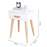 Bijzettafel nachtkastje met lade - 46 x 36 x 58 cm - Wit + hout