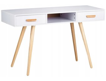 Consoletafel kaptafel bureau - 120 x 45 x 75 cm - Wit + hout