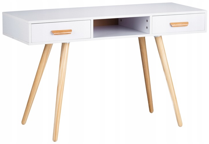 Consoletafel kaptafel bureau - 120 x 45 x 75 cm - Wit + hout