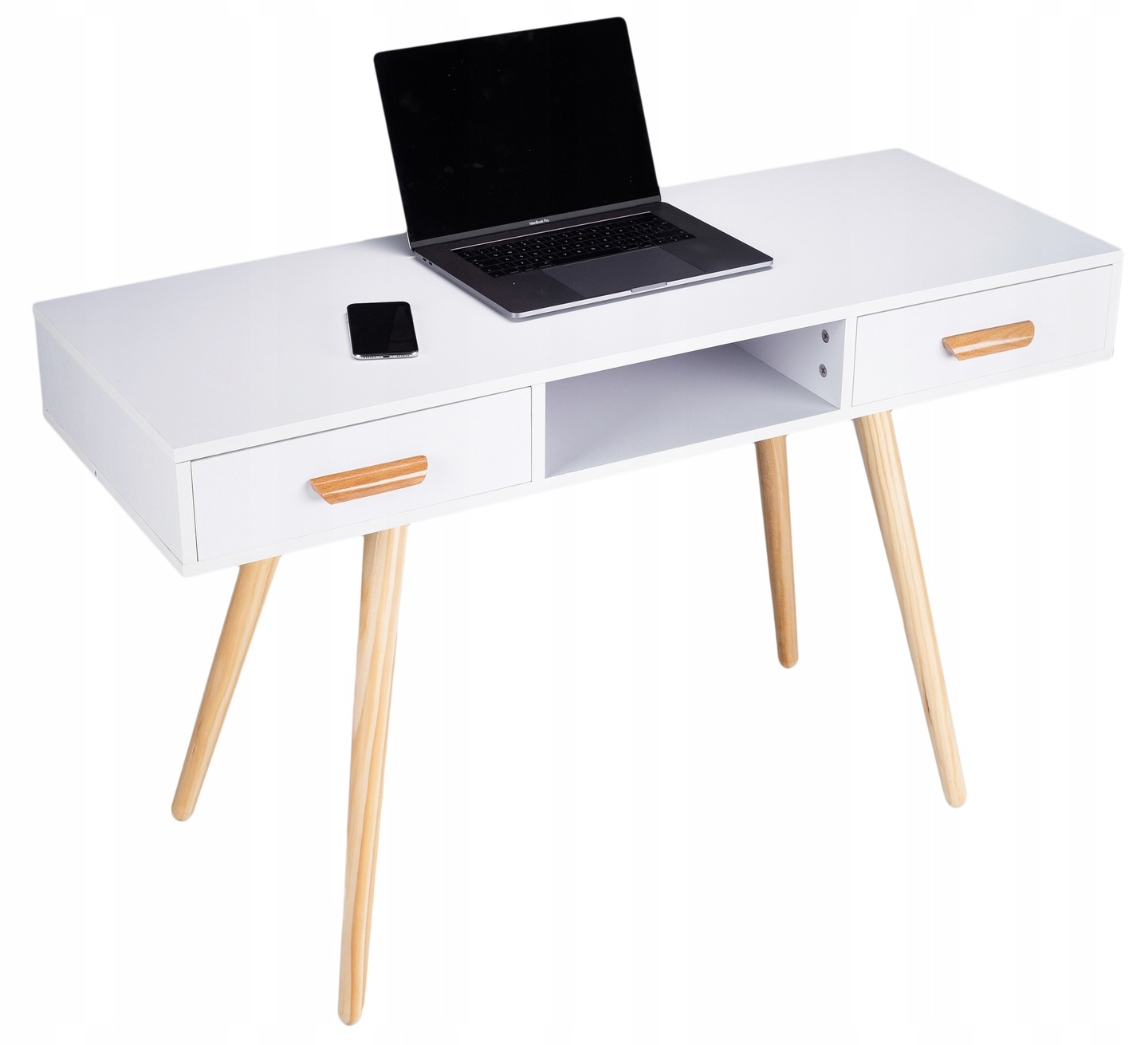 Consoletafel kaptafel bureau - 120 x 45 x 75 cm - Wit + hout