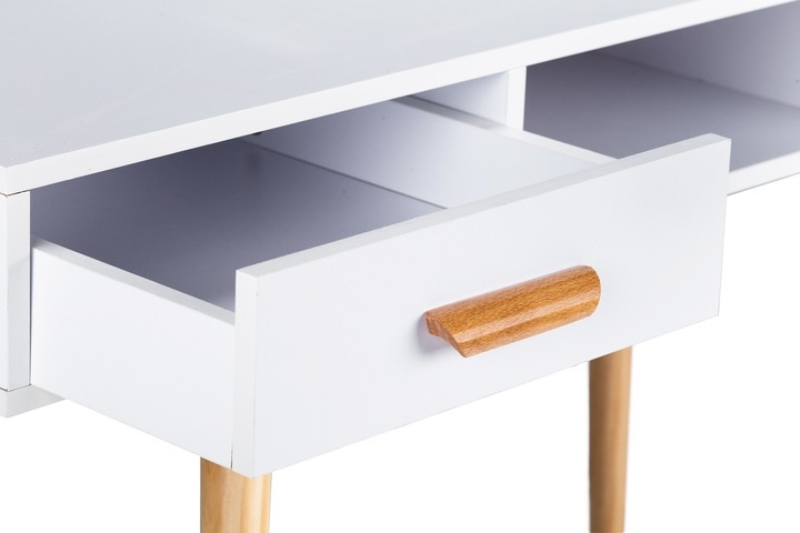 Consoletafel kaptafel bureau - 120 x 45 x 75 cm - Wit + hout