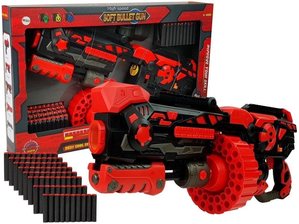 Speelgoed geweer - Soft bullet gun 59 cm + 80 foam kogels - Rood