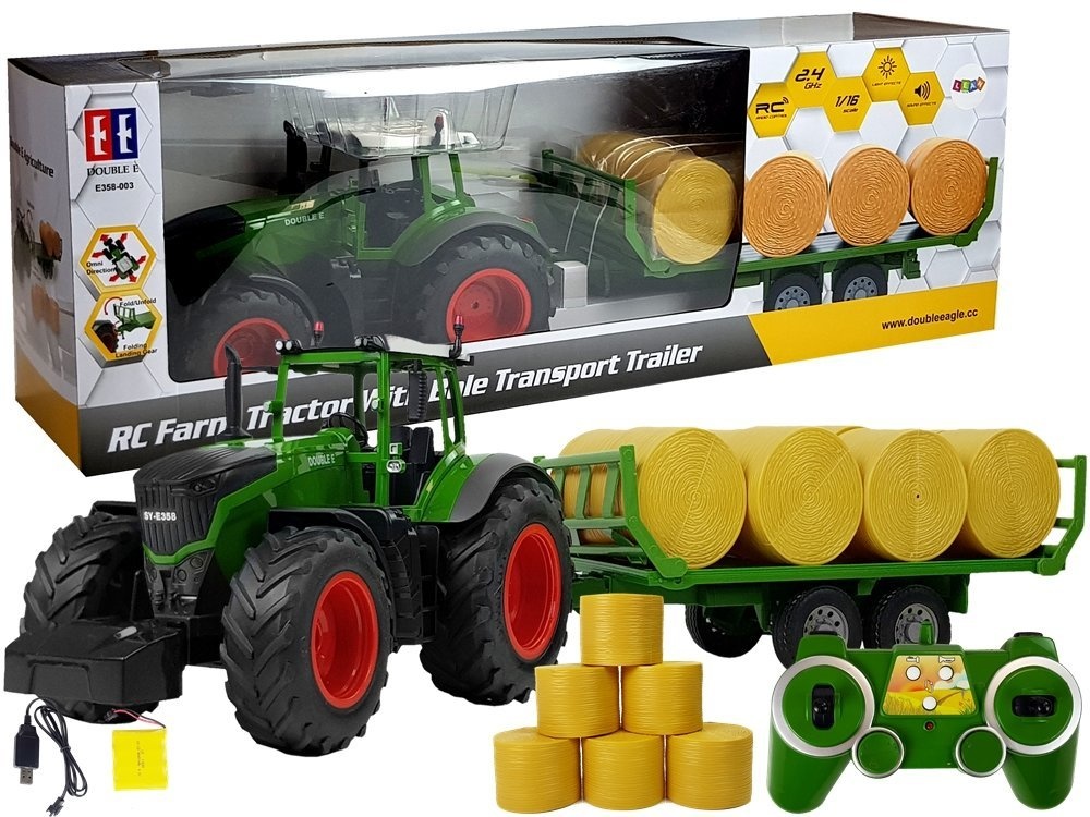 Bestuurbare trekker met aanhanger - 2.4G - 80 cm - groen