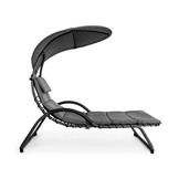 Ligstoel met zonnescherm - grijs - 189 x 73 cm