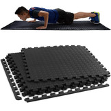 Sportvloer fitness apparatuur - 61 x 61 cm - 4 stuks - zwart