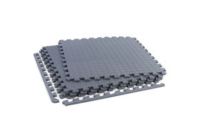 Sportvloer fitness apparatuur - 61 x 61 cm - 4 stuks - grijs