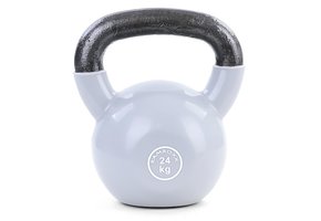 Kettlebell 24 kg - gietijzer + vinyl grijs - fitness gewichten