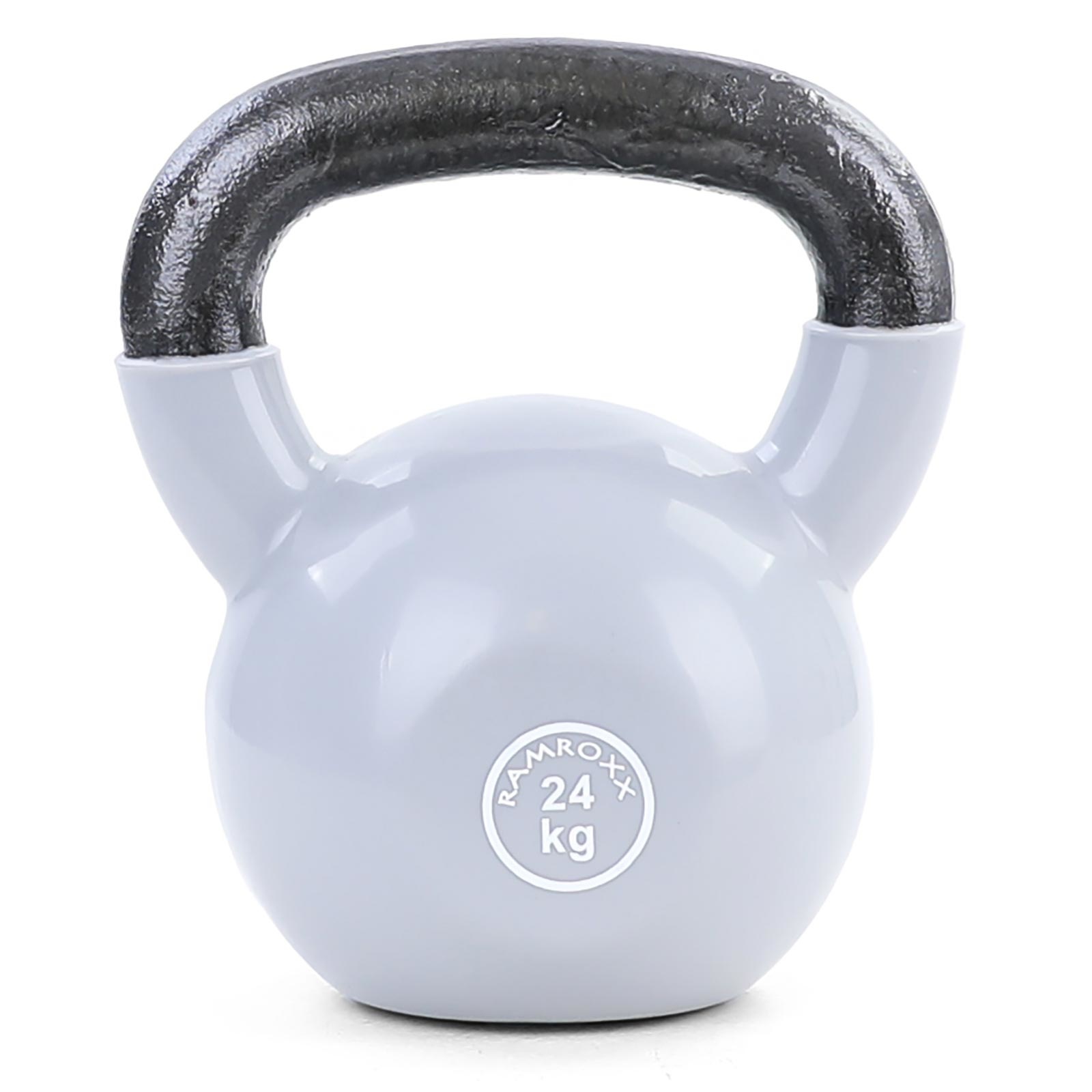 Kettlebell 24 kg - gietijzer + vinyl grijs - fitness gewichten