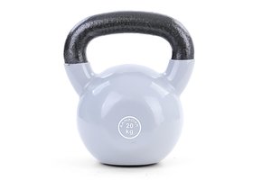 Kettlebell 20 kg - gietijzer + vinyl grijs - fitness gewichten
