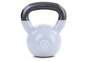 Kettlebell 16 kg - gietijzer + vinyl grijs - fitness gewichten