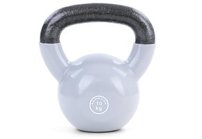 Kettlebell 10 kg - gietijzer + vinyl grijs - fitness gewichten