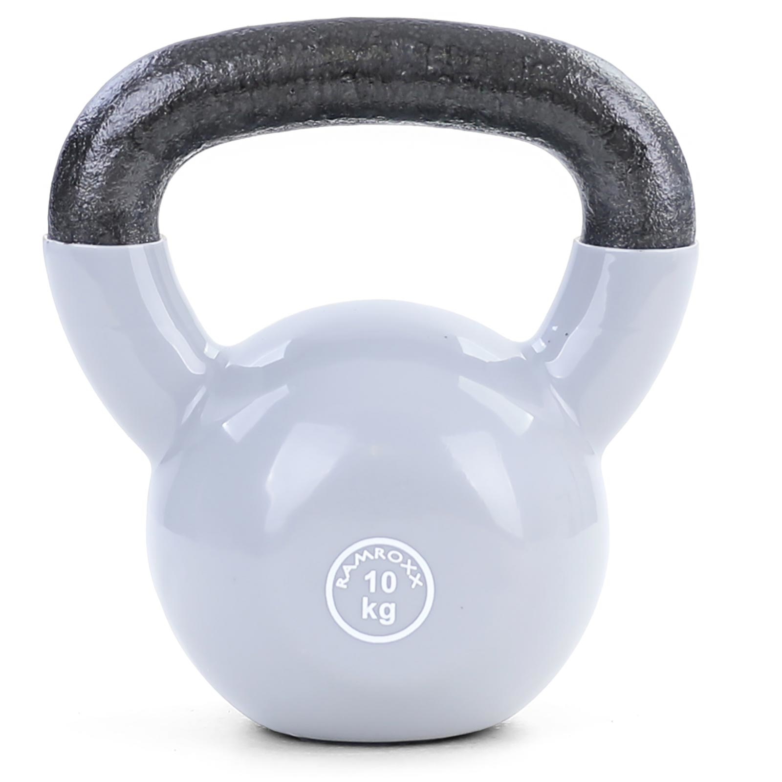 Kettlebell 10 kg - gietijzer + vinyl grijs - fitness gewichten