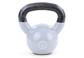 Kettlebell 8 kg - gietijzer + vinyl grijs - fitness gewichten