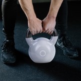 Kettlebell 4 kg - gietijzer + vinyl grijs - fitness gewichten