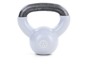 Kettlebell 4 kg - gietijzer + vinyl grijs - fitness gewichten