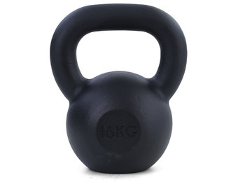 Kettlebell 16 kg zwart gietijzer - krachttraining gewichten