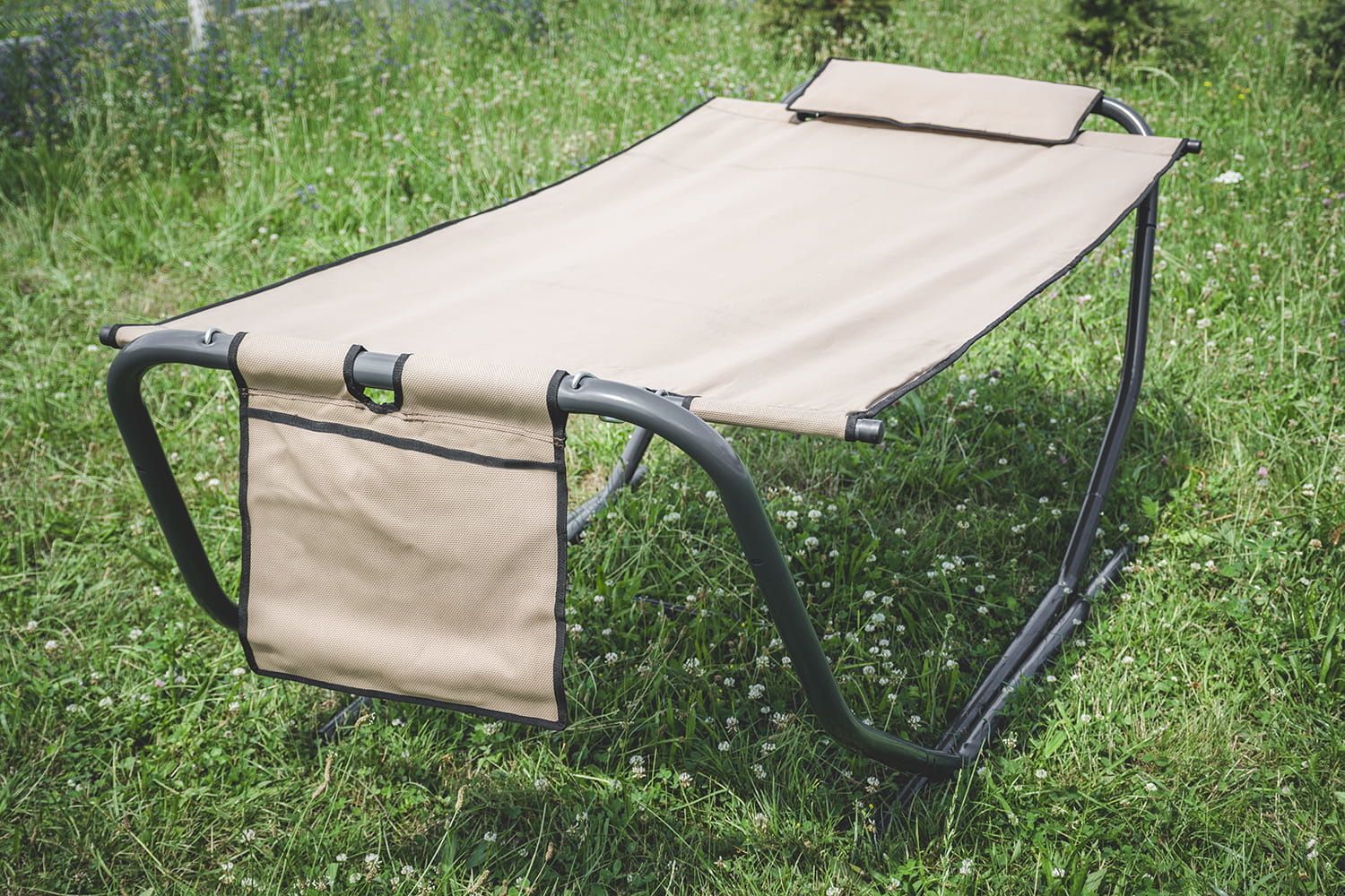 Opklapbare hangmat met frame - 220 x 95 cm - beige