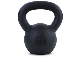 Kettlebell 12 kg zwart gietijzer - krachttraining gewichten