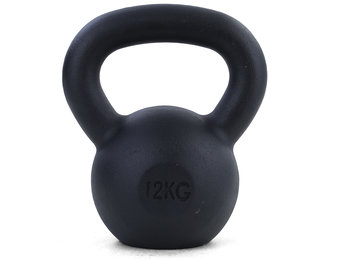 Kettlebell 12 kg zwart gietijzer - krachttraining gewichten
