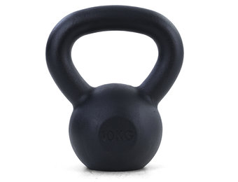 Kettlebell 10 kg zwart gietijzer - krachttraining gewichten