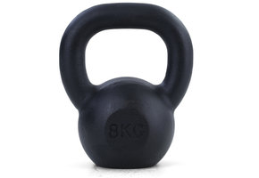 Kettlebell 8 kg zwart gietijzer - krachttraining gewichten