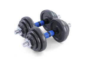 Dumbbell barbell set 20 kg - halters + 12 halterschijven - gietijzer