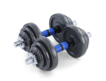Dumbbell barbell set 20 kg - halters + 12 halterschijven - gietijzer