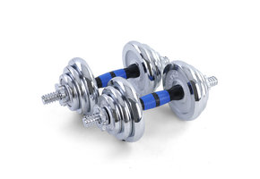 Dumbbell halterset 20 kg verchroomd - 12 halterschijven + koffer